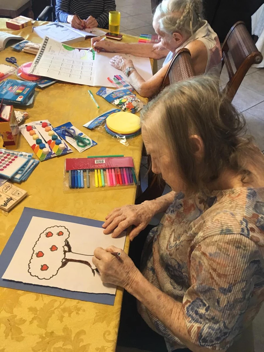 Residents enjoying craft time together