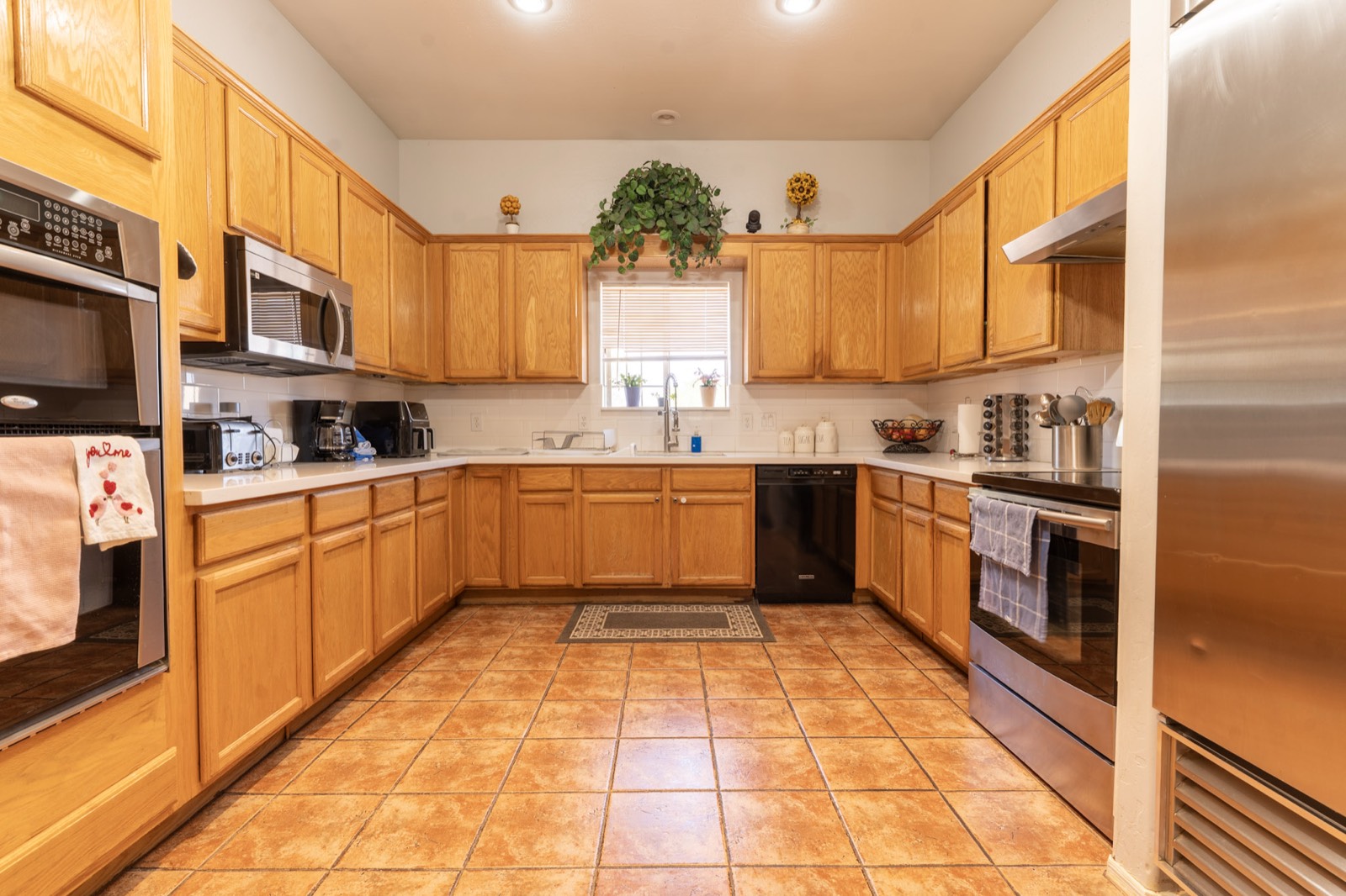 The bright, spacious kitchen at Grace Hill Ranch